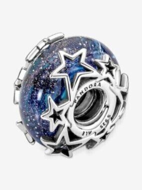 Galaxy Blue & Star Murano Charm